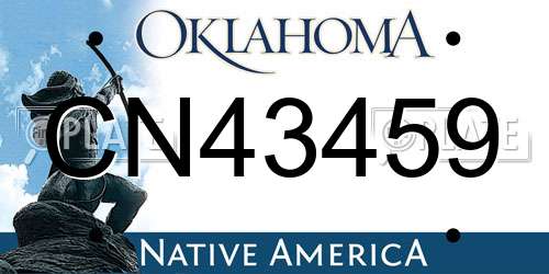 CN43459 Oklahoma License Plate