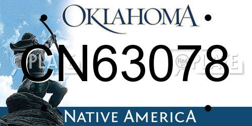 CN63078 Oklahoma License Plate
