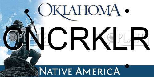 CNCRKLR Oklahoma License Plate