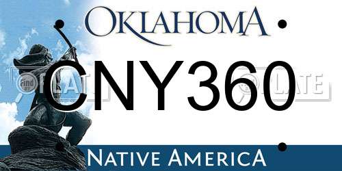 CNY360 Oklahoma License Plate
