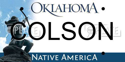 COLSON Oklahoma License Plate