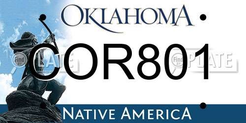 COR801 Oklahoma License Plate