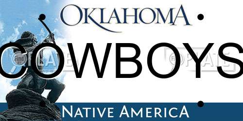 COWBOYS Oklahoma License Plate