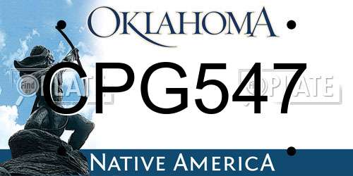 CPG547 Oklahoma License Plate