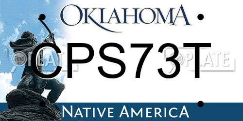 CPS73T Oklahoma License Plate