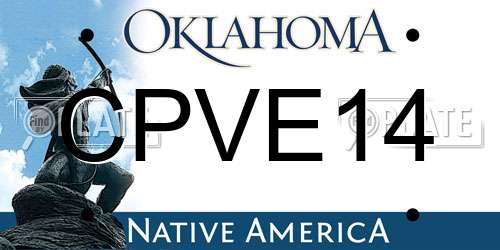 CPVE14 Oklahoma License Plate