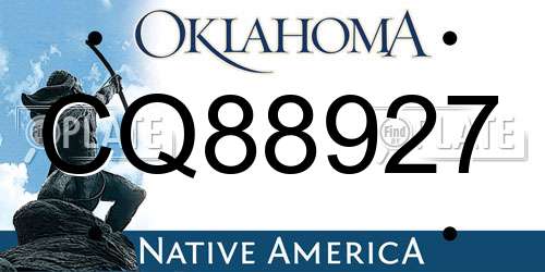 CQ88927 Oklahoma License Plate