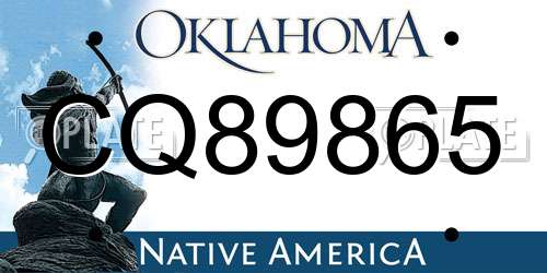 CQ89865 Oklahoma License Plate