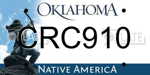 CRC910 Oklahoma License Plate