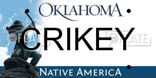 CRIKEY Oklahoma License Plate