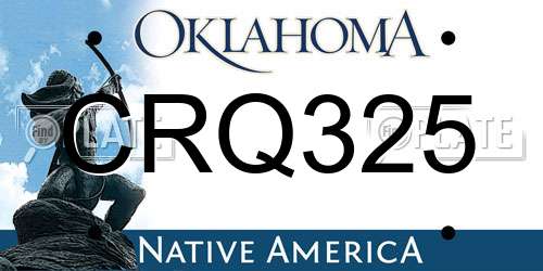 CRQ325 Oklahoma License Plate