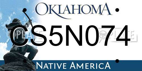 CS5N074 Oklahoma License Plate