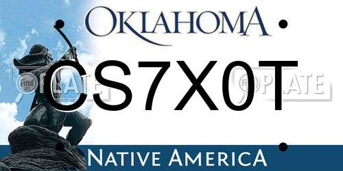 CS7X0T Oklahoma License Plate