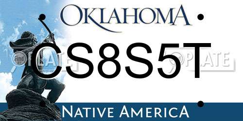 CS8S5T Oklahoma License Plate