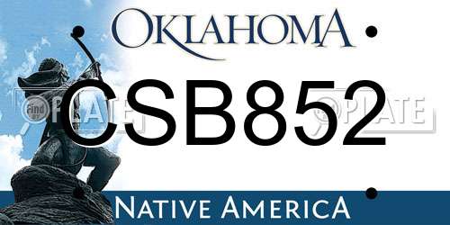 CSB852 Oklahoma License Plate