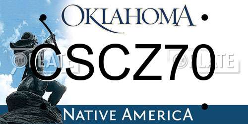 CSCZ70 Oklahoma License Plate