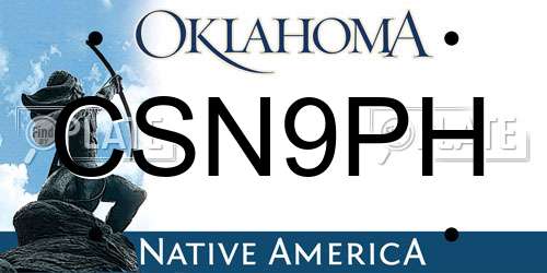 CSN9PH Oklahoma License Plate