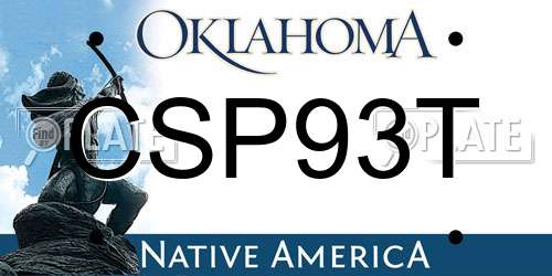 CSP93T Oklahoma License Plate