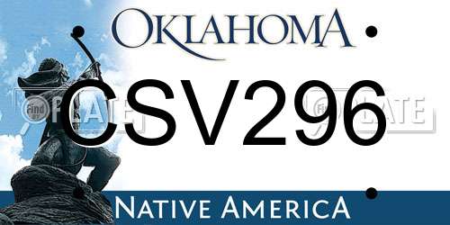 CSV296 Oklahoma License Plate