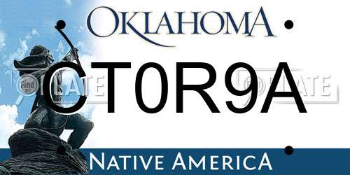 CT0R9A Oklahoma License Plate