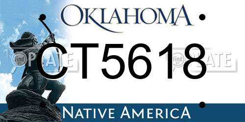 CT5618 Oklahoma License Plate