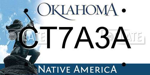 CT7A3A Oklahoma License Plate