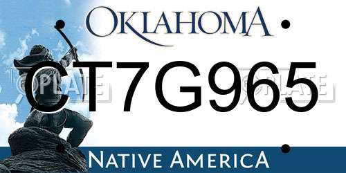 CT7G965 Oklahoma License Plate