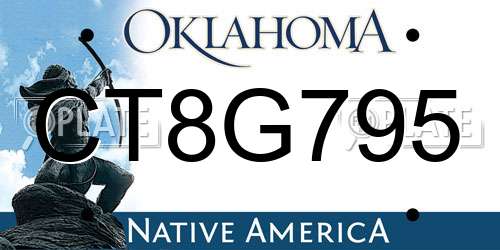 CT8G795 Oklahoma License Plate