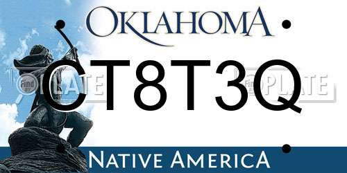 CT8T3Q Oklahoma License Plate