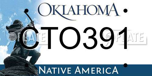 CTO391 Oklahoma License Plate