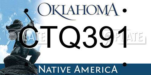 CTQ391 Oklahoma License Plate