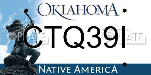 CTQ39I Oklahoma License Plate