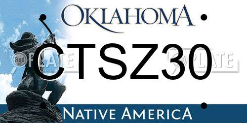 CTSZ30 Oklahoma License Plate
