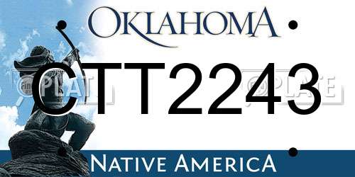 CTT2243 Oklahoma License Plate