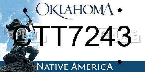 CTT7243 Oklahoma License Plate