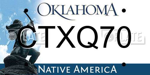 CTXQ70 Oklahoma License Plate