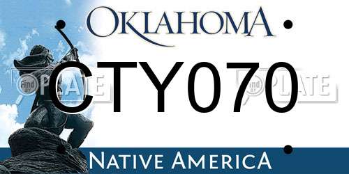 CTY070 Oklahoma License Plate