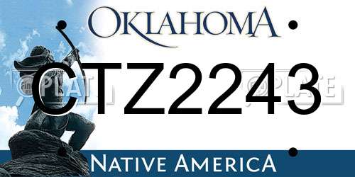CTZ2243 Oklahoma License Plate