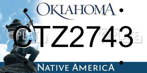 CTZ2743 Oklahoma License Plate