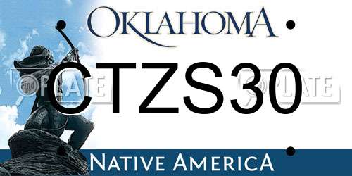 CTZS30 Oklahoma License Plate