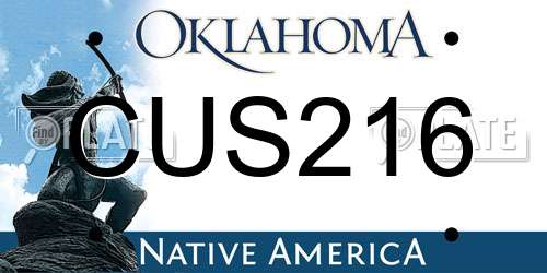 CUS216 Oklahoma License Plate
