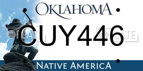 CUY446 Oklahoma License Plate