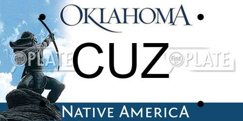 CUZ Oklahoma License Plate