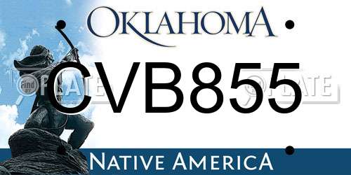 CVB855 Oklahoma License Plate