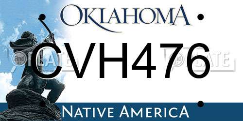 CVH476 Oklahoma License Plate