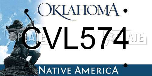 CVL574 Oklahoma License Plate