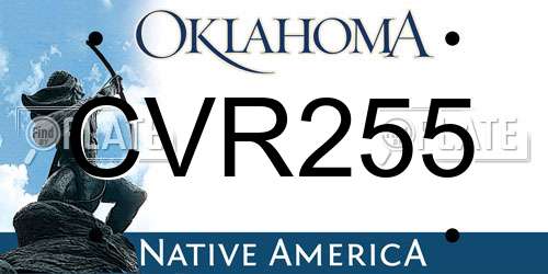 CVR255 Oklahoma License Plate