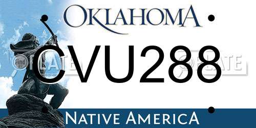 CVU288 Oklahoma License Plate