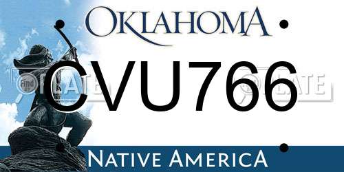 CVU766 Oklahoma License Plate