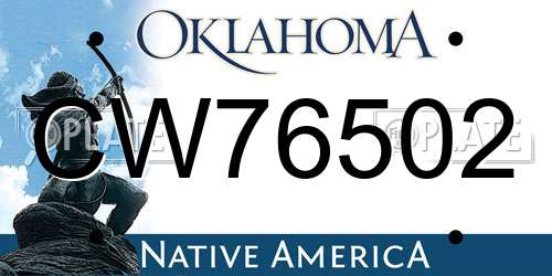 CW76502 Oklahoma License Plate